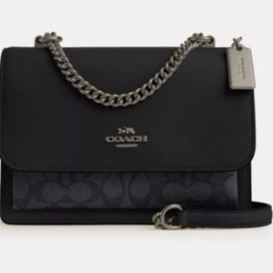 Coach Klare Crossbody Bag in Signature Canvas Black/Charcoal/Gunmetal. Brand New